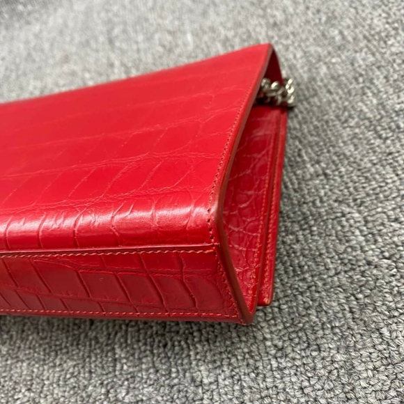 100% Authentic Saint Laurent Kate Monogramme Red Leather Shoulder Bag - Picture 6 of 13
